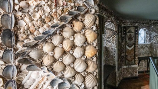 Detail of the Shell Gallery at A la Ronde, Devon